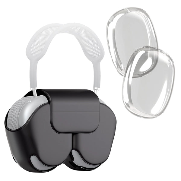 Leather Protective Shockproof Cover Case for Headphones Airpods Max  + 1 Pair Transparent TPU Shells