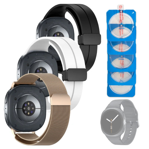 Samsung Galaxy Watch 8 / 8 Classic / Ultra 2 Silicone Straps + 1 Metal Strap +5 TPG