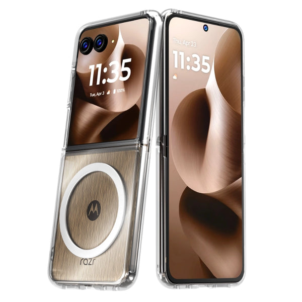 Motorola Razr 60 Plus (2025) Hybrid Shockproof Clear Slim Acrylic Case Cover Flexible Hinge Rib with MagSafe