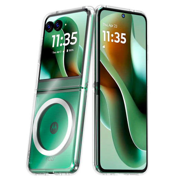 Motorola Razr 60 (2025) Hybrid Shockproof Clear Slim Acrylic Case Cover Flexible Hinge Rib with MagSafe